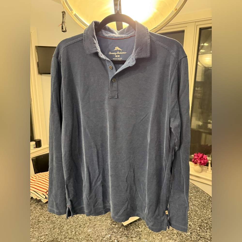 Tommy Bahama Men's Navy Long SleevevPolo Shirt